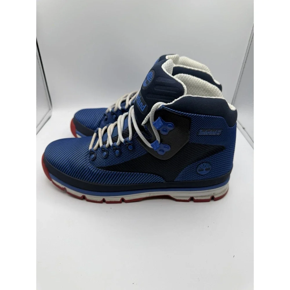 Timberland Euro Hiker Mid Jacquard Hiking Boots Mens 12M Blue Lace Up Camping